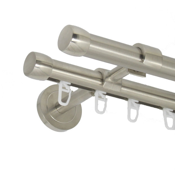 Gardinenstange 20 mm Endkappe zweiläufig Wandbefestigung, 220 cm