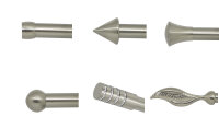 Innenlauf Gardinenstange 20 mm Endkappe einläufig Wandbefestigung, 170 cm
