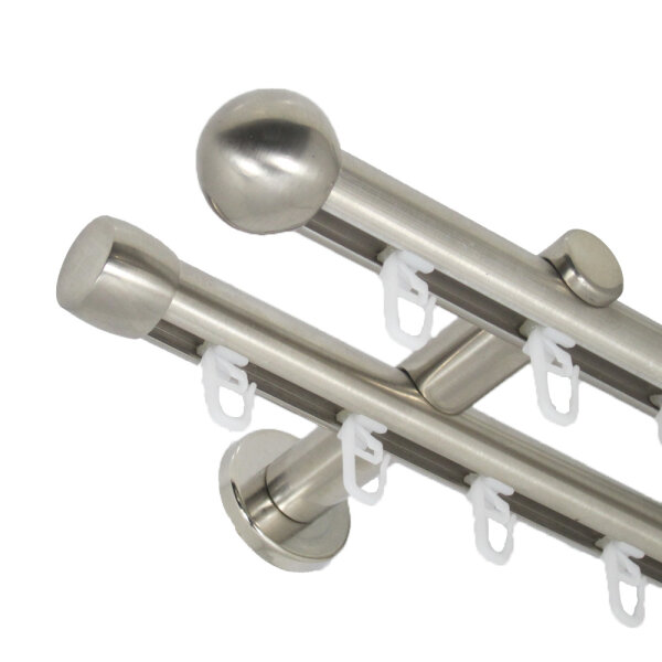 Innenlauf Gardinenstange 16 mm Endkugel zweiläufig Wandbefestigung,